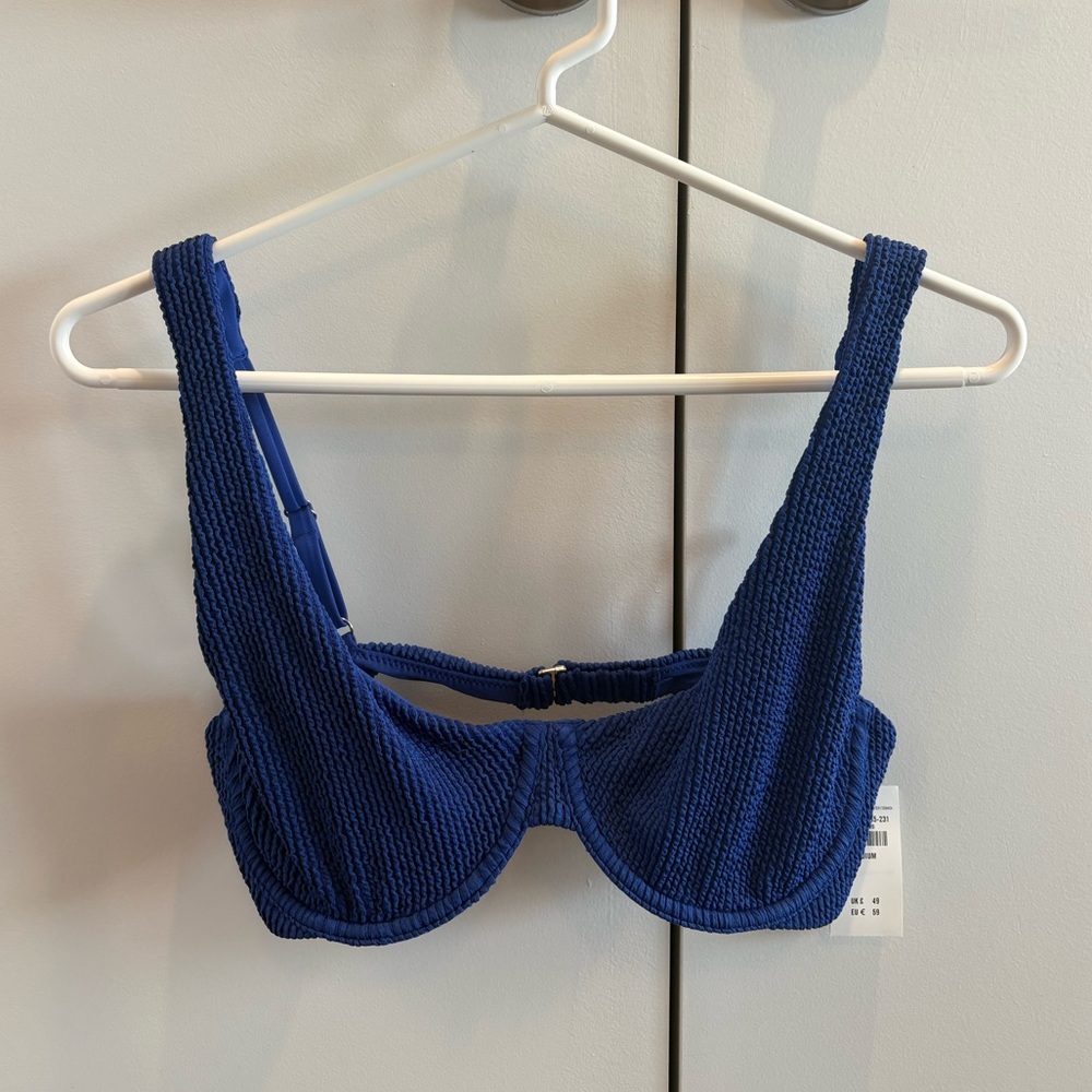 Abercrombie & Fitch Blue Textured Underwire Bikini Top